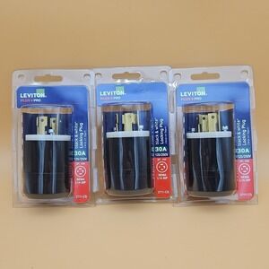 Leviton Plus Pro 30amp 125/250 Volt Locking Plugs Black & White NEW Lot Of 3